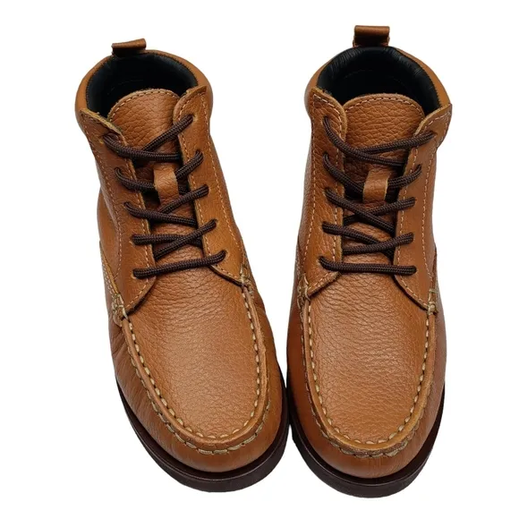 Marc Joseph | NIB Gramercy Tan Grainy Leather Preppy High Top Booties Boy's 1.5