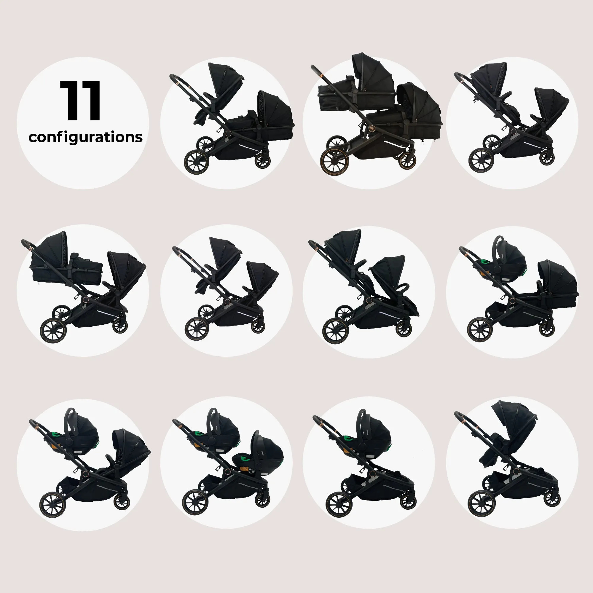 MB33 Tandem Pushchair - Black Leopard