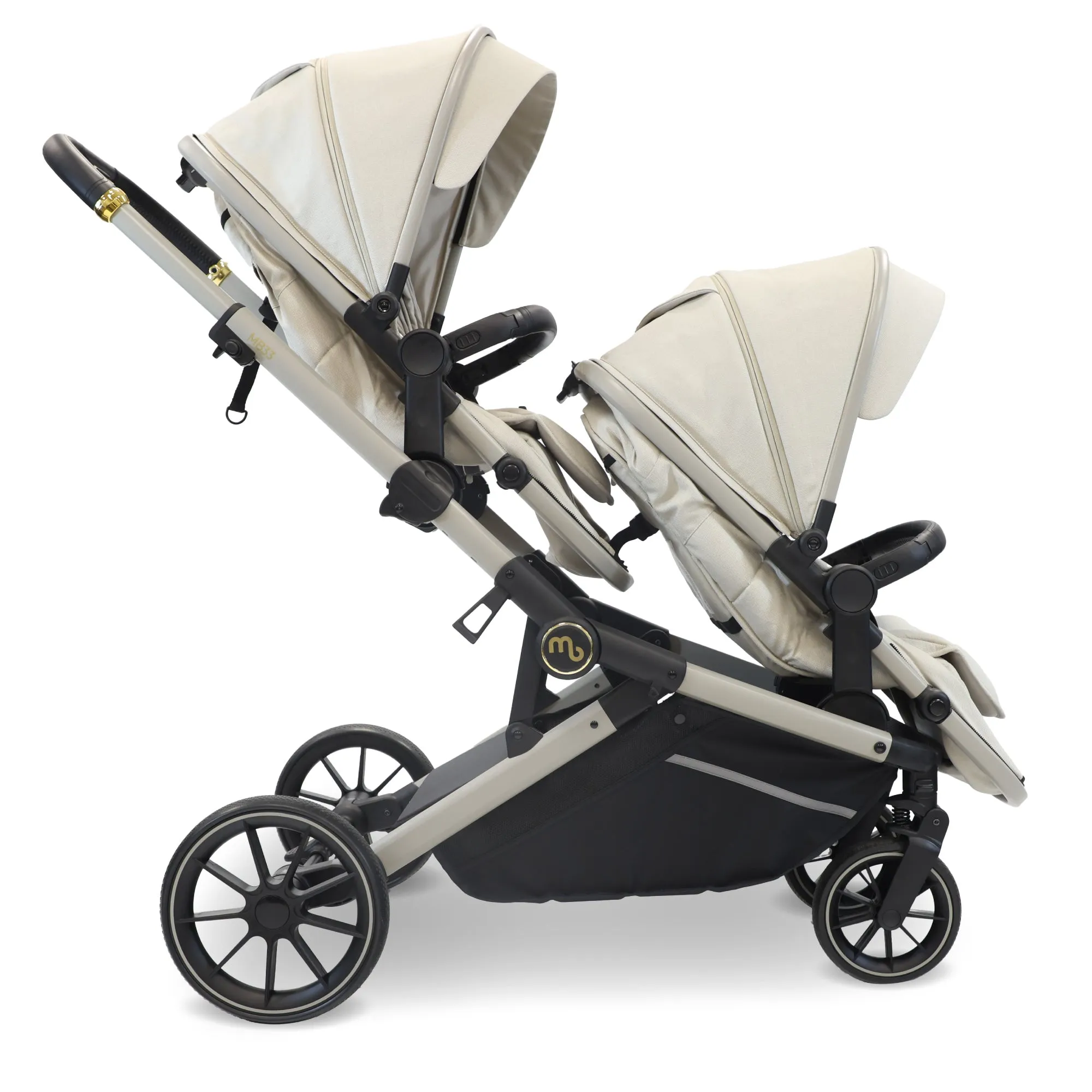 MB33 Tandem Pushchair with 2 Infant Carriers & 2 Bases - Ivory