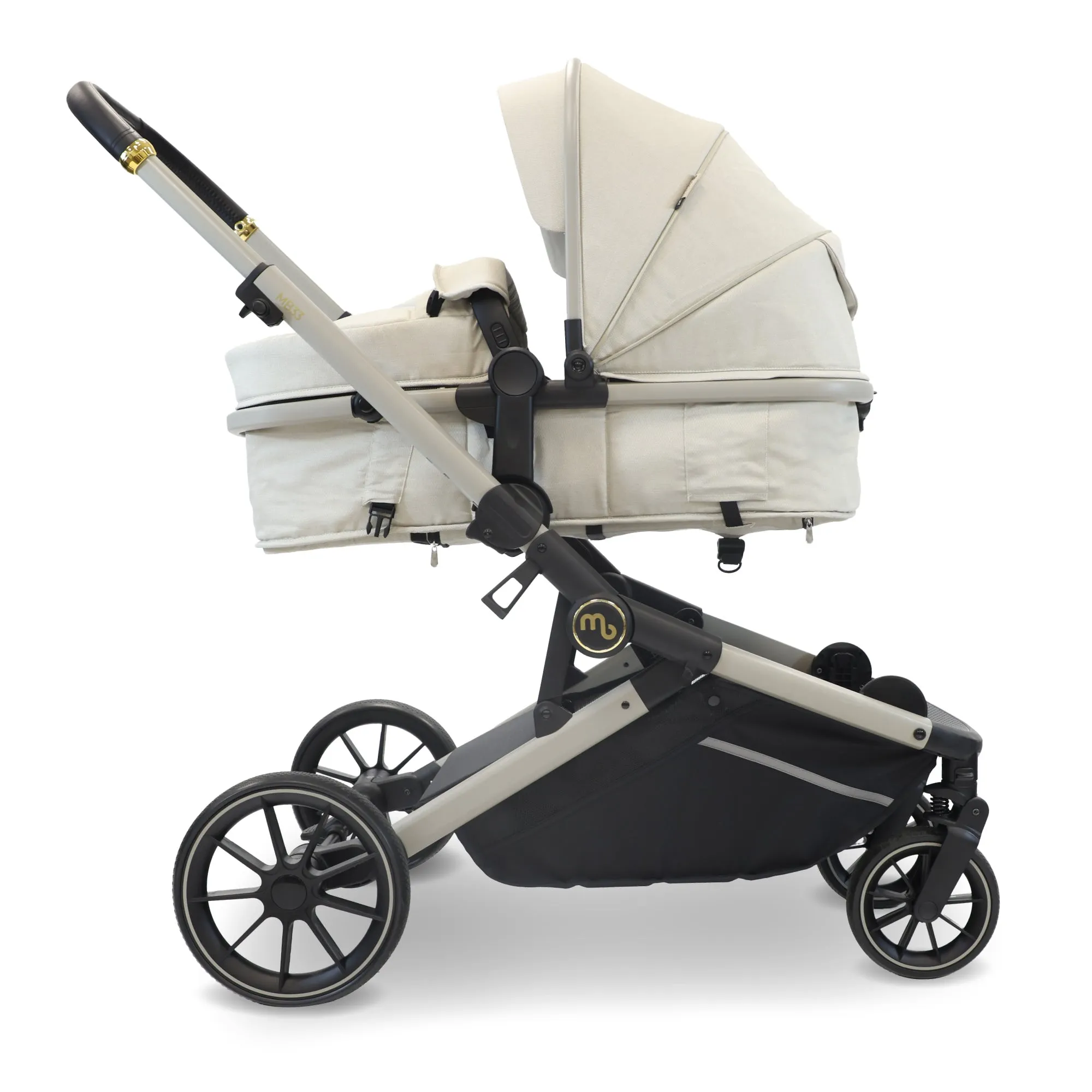 MB33 Tandem Pushchair with 2 Infant Carriers & 2 Bases - Ivory