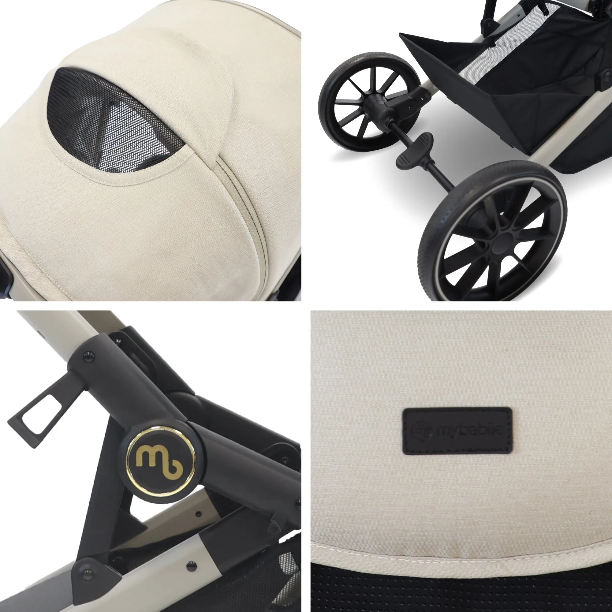 MB33 Tandem Pushchair with 2 Infant Carriers & 2 Bases - Ivory