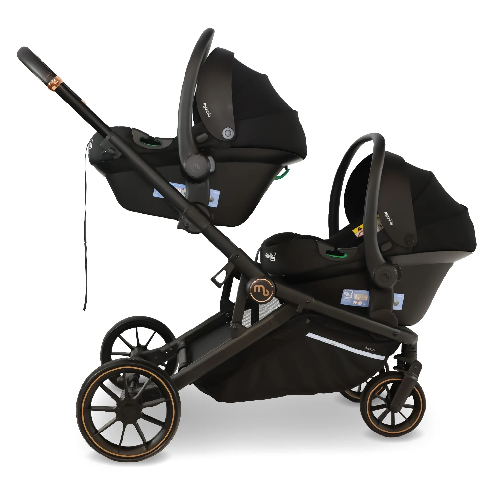 MB33 Tandem Pushchair with Infant Carrier - Black Leopard