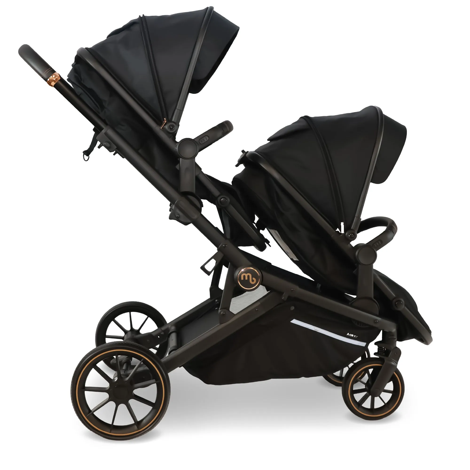 MB33 Tandem Pushchair with Infant Carrier - Black Leopard