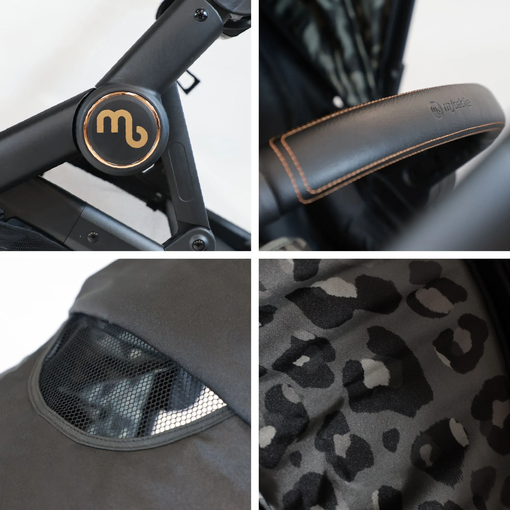 MB33 Tandem Pushchair with Infant Carrier - Black Leopard