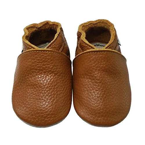 Mejale Baby Soft Soled Leather Moccasins, Brown