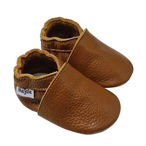 Mejale Baby Soft Soled Leather Moccasins, Brown