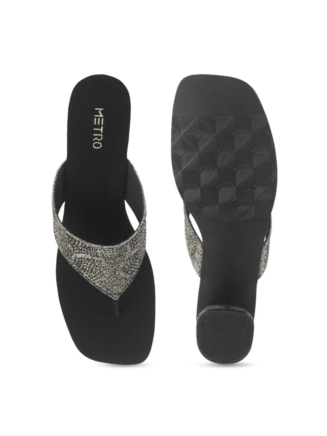 Metro Women Square Toe Block Sandals