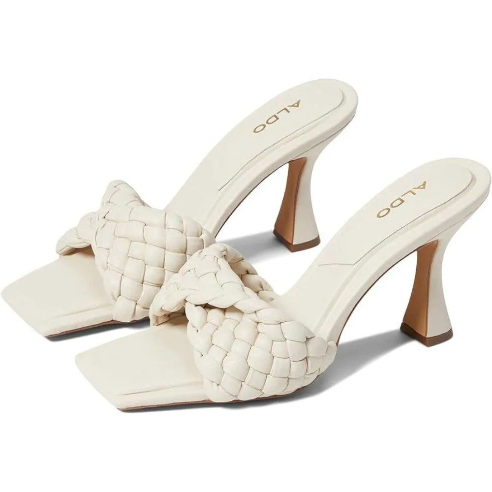 Milano White Braided Heeled Sandals