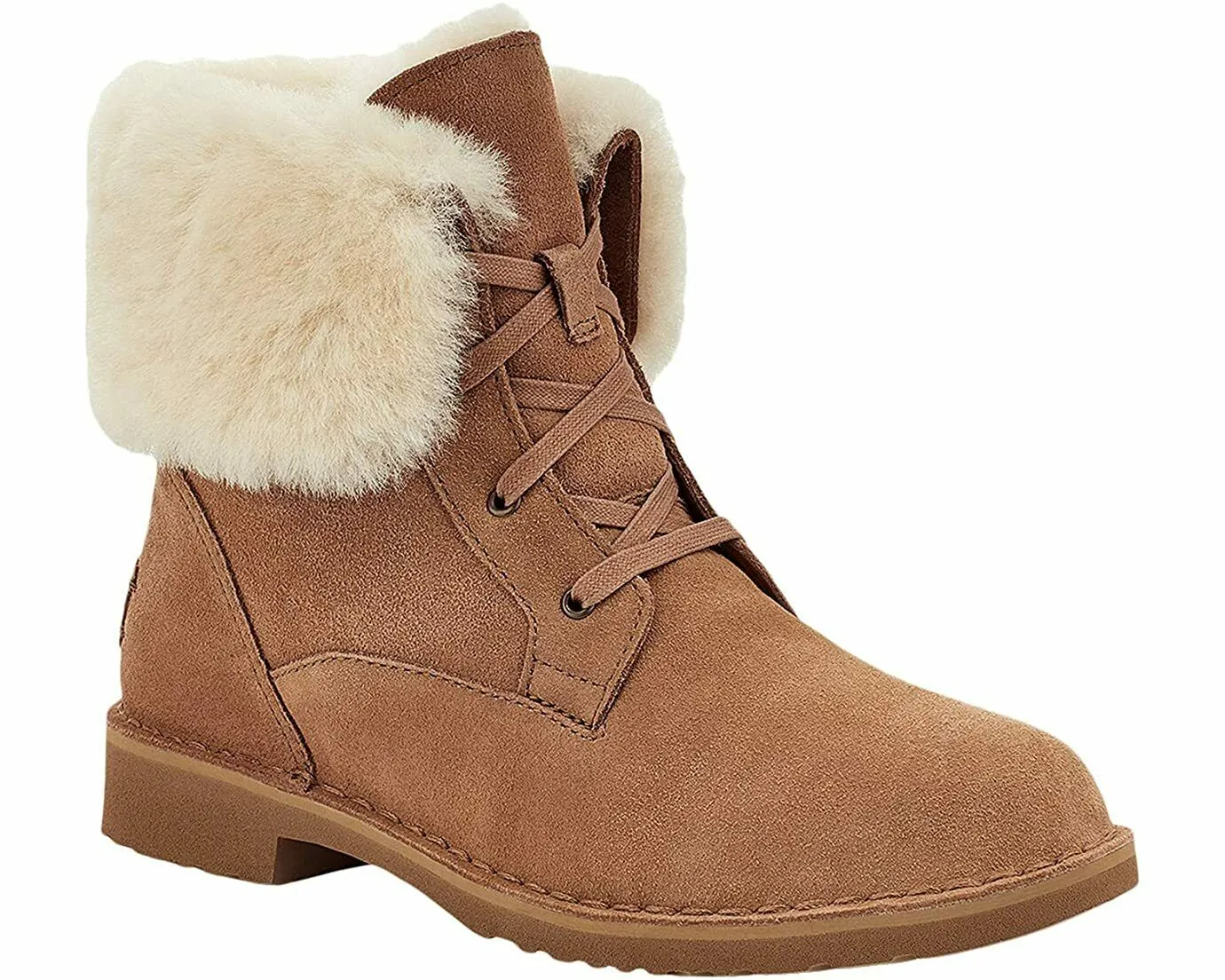 New UGG Women's Weylyn Suede Lace Up Boots w/ Shearling Cuff, Sz 6.5! Retails $189US 