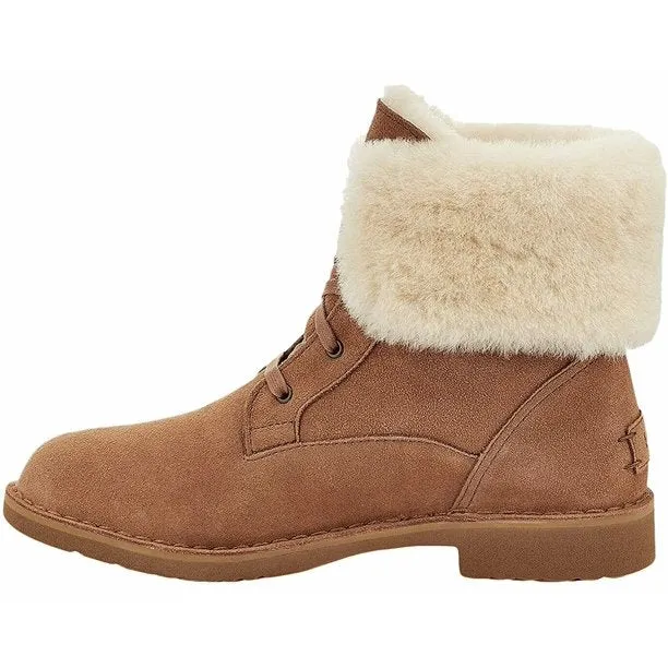 New UGG Women's Weylyn Suede Lace Up Boots w/ Shearling Cuff, Sz 6.5! Retails $189US 