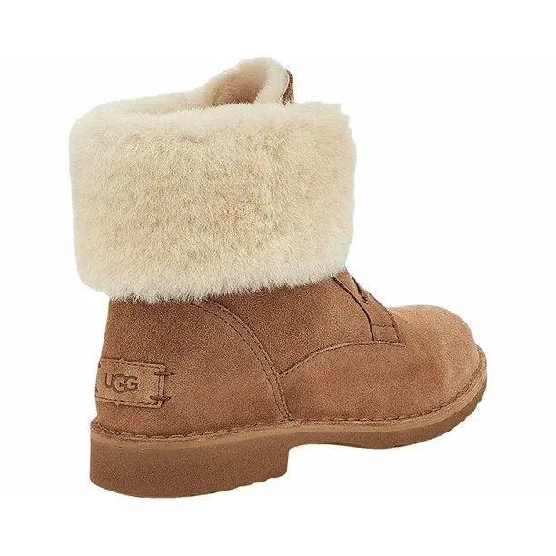 New UGG Women's Weylyn Suede Lace Up Boots w/ Shearling Cuff, Sz 6.5! Retails $189US 