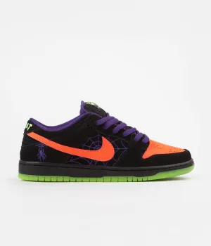 Nike SB Dunk Low Pro 'Night Of Mischief' Shoes - Black / Total Orange - Court Purple - Volt