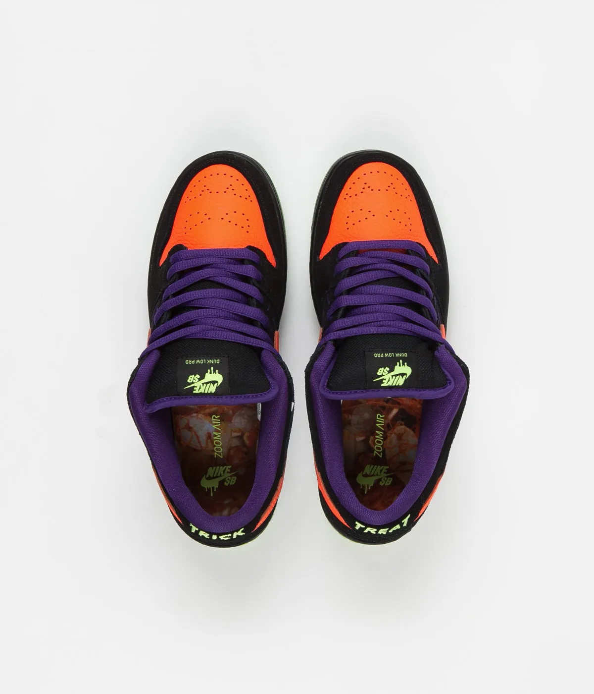 Nike SB Dunk Low Pro 'Night Of Mischief' Shoes - Black / Total Orange - Court Purple - Volt