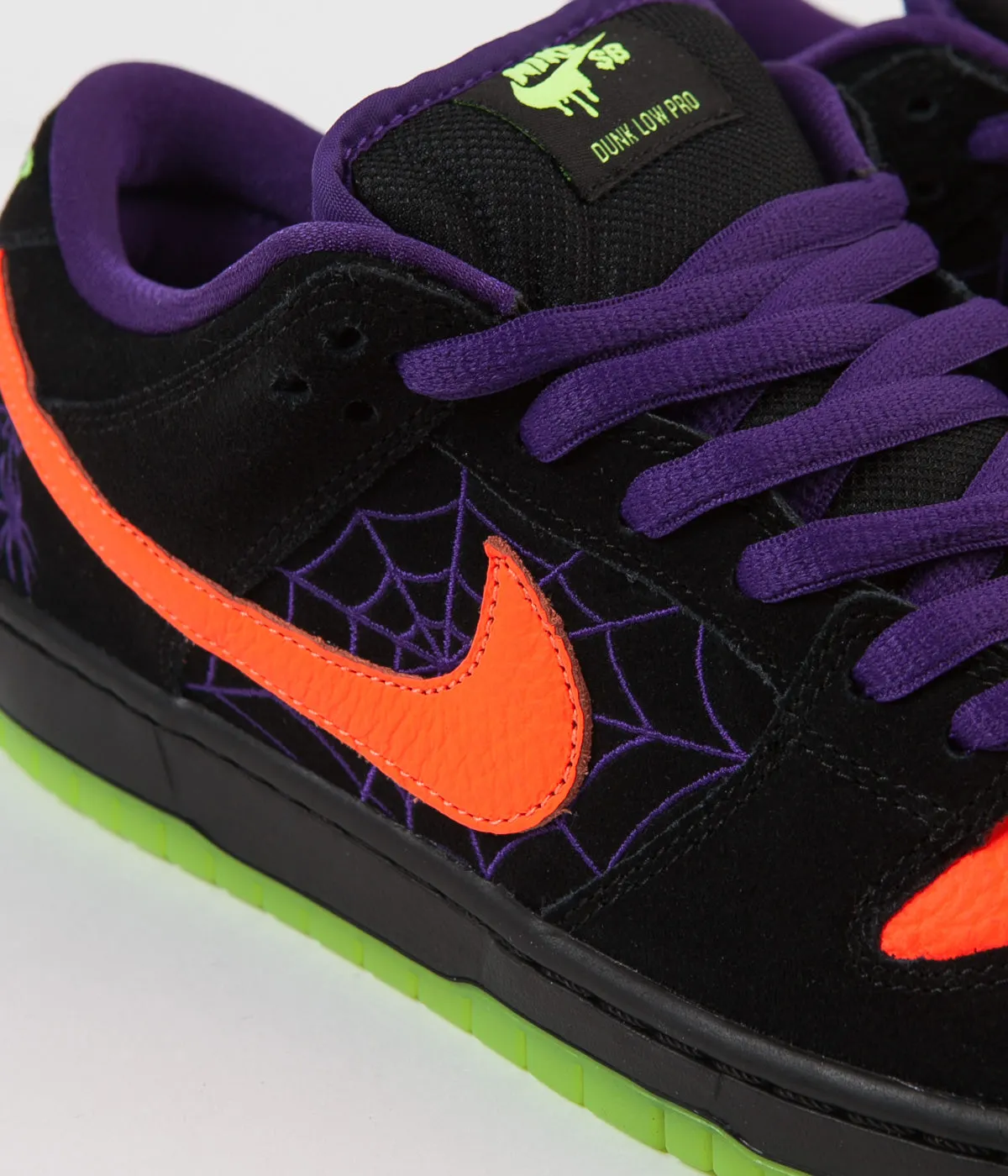 Nike SB Dunk Low Pro 'Night Of Mischief' Shoes - Black / Total Orange - Court Purple - Volt