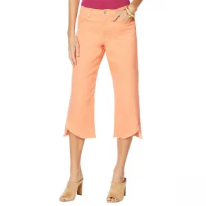 NWT DG2 By Diane Gilman Womens Wide-Leg Curved Raw-Hem Cropped Jean. 709198 6