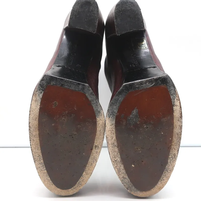 Officine Creative Platform Ankle Boots Wine Leather Size 40 High Heel Booties