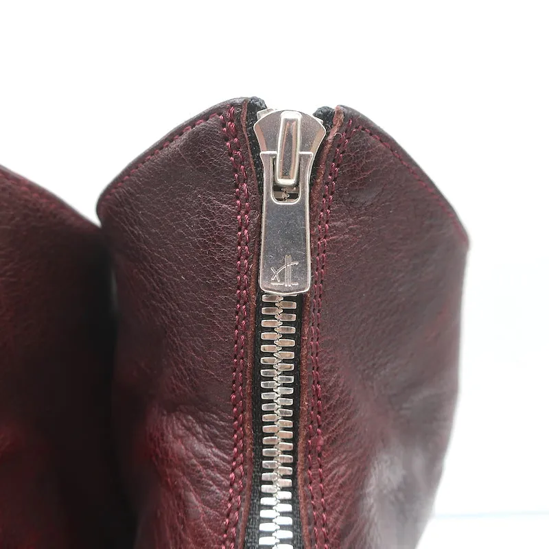 Officine Creative Platform Ankle Boots Wine Leather Size 40 High Heel Booties
