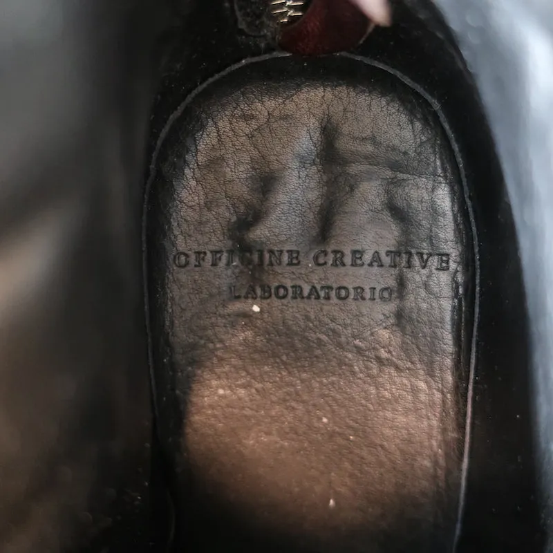 Officine Creative Platform Ankle Boots Wine Leather Size 40 High Heel Booties