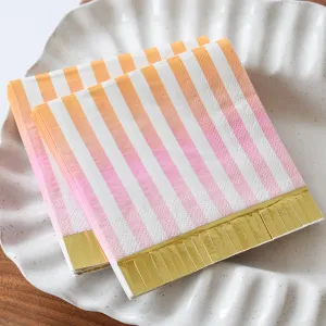 Ombre Stripe Fringe Beverage Napkins