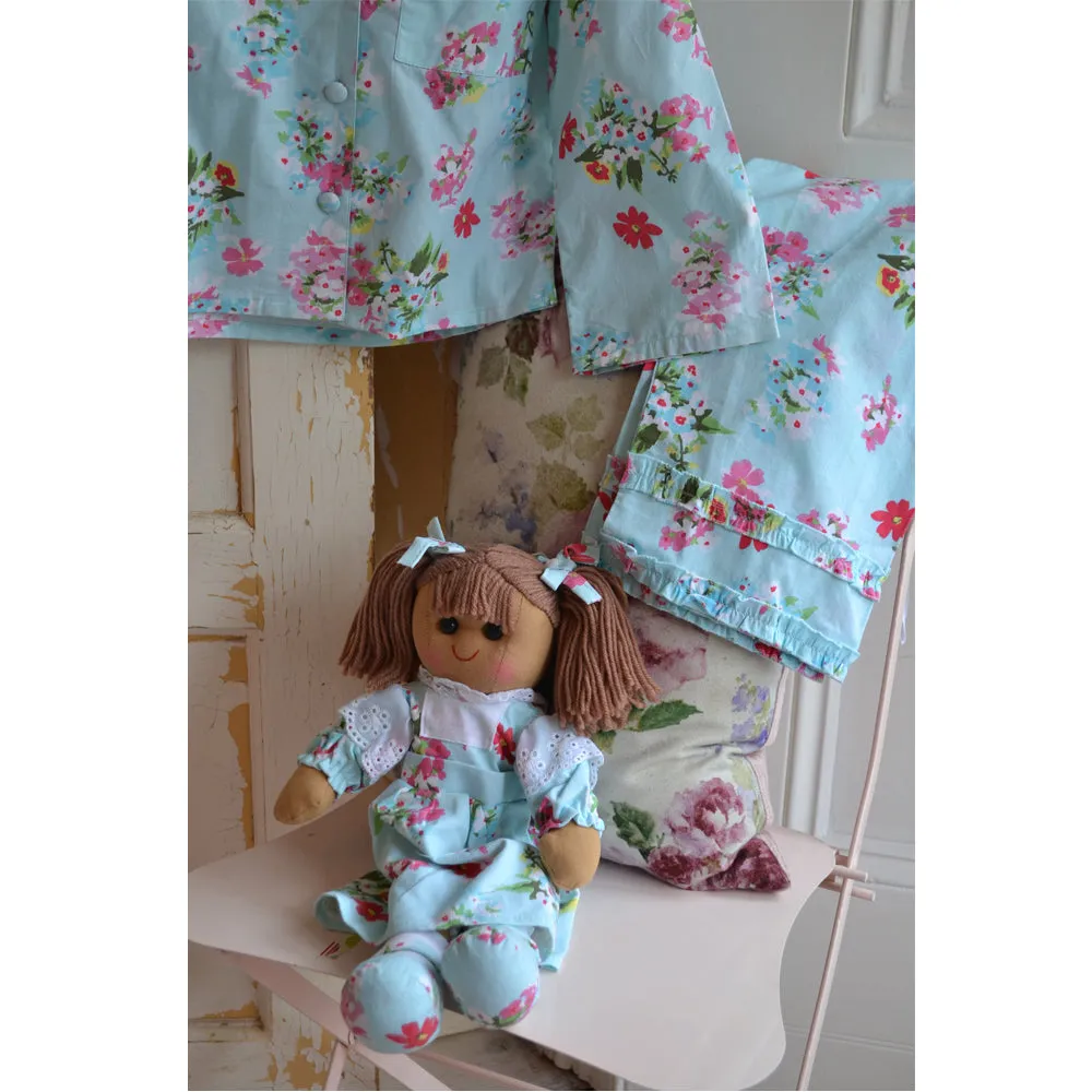 Powell Craft Blue Floral 40cm Rag Doll
