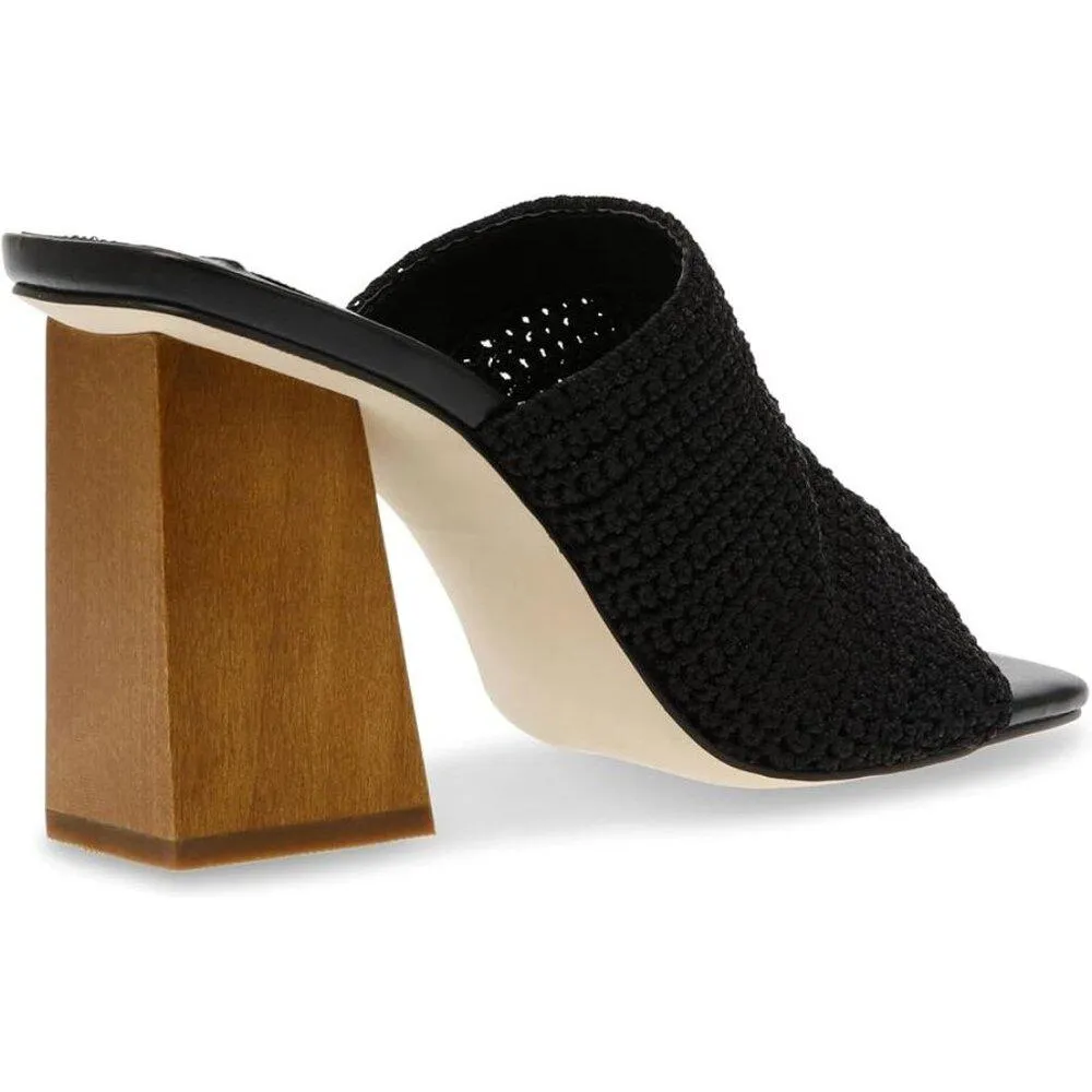 Realize Black Crochet Heeled Sandals