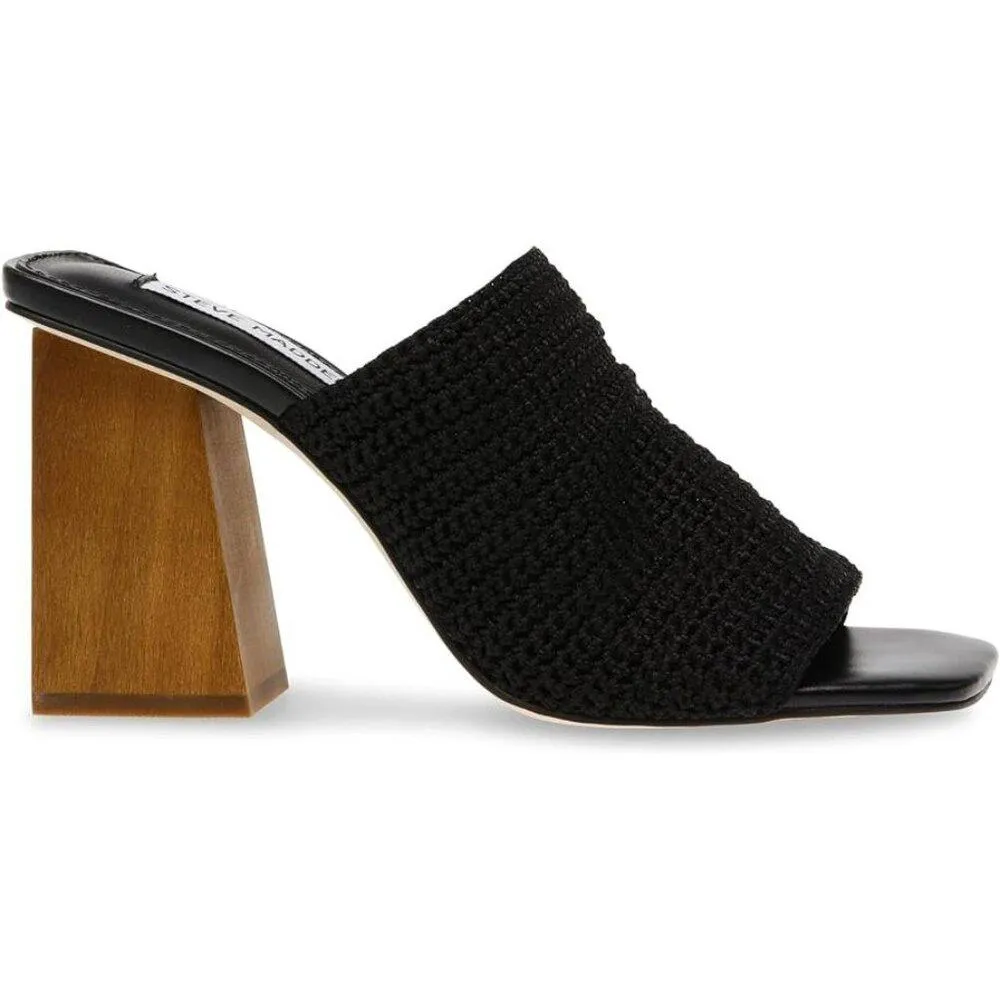 Realize Black Crochet Heeled Sandals