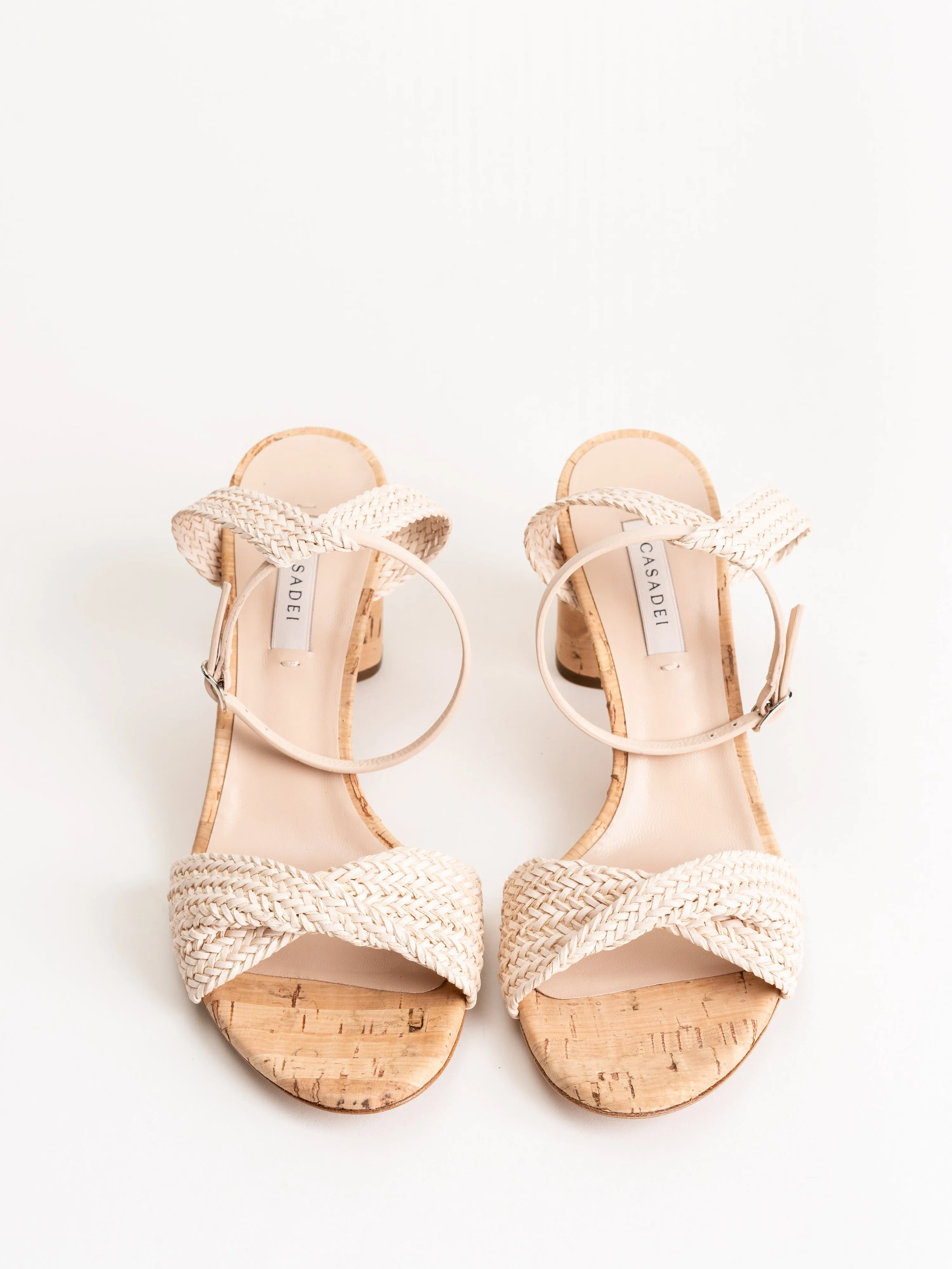 riviera heel - rose woven ecru