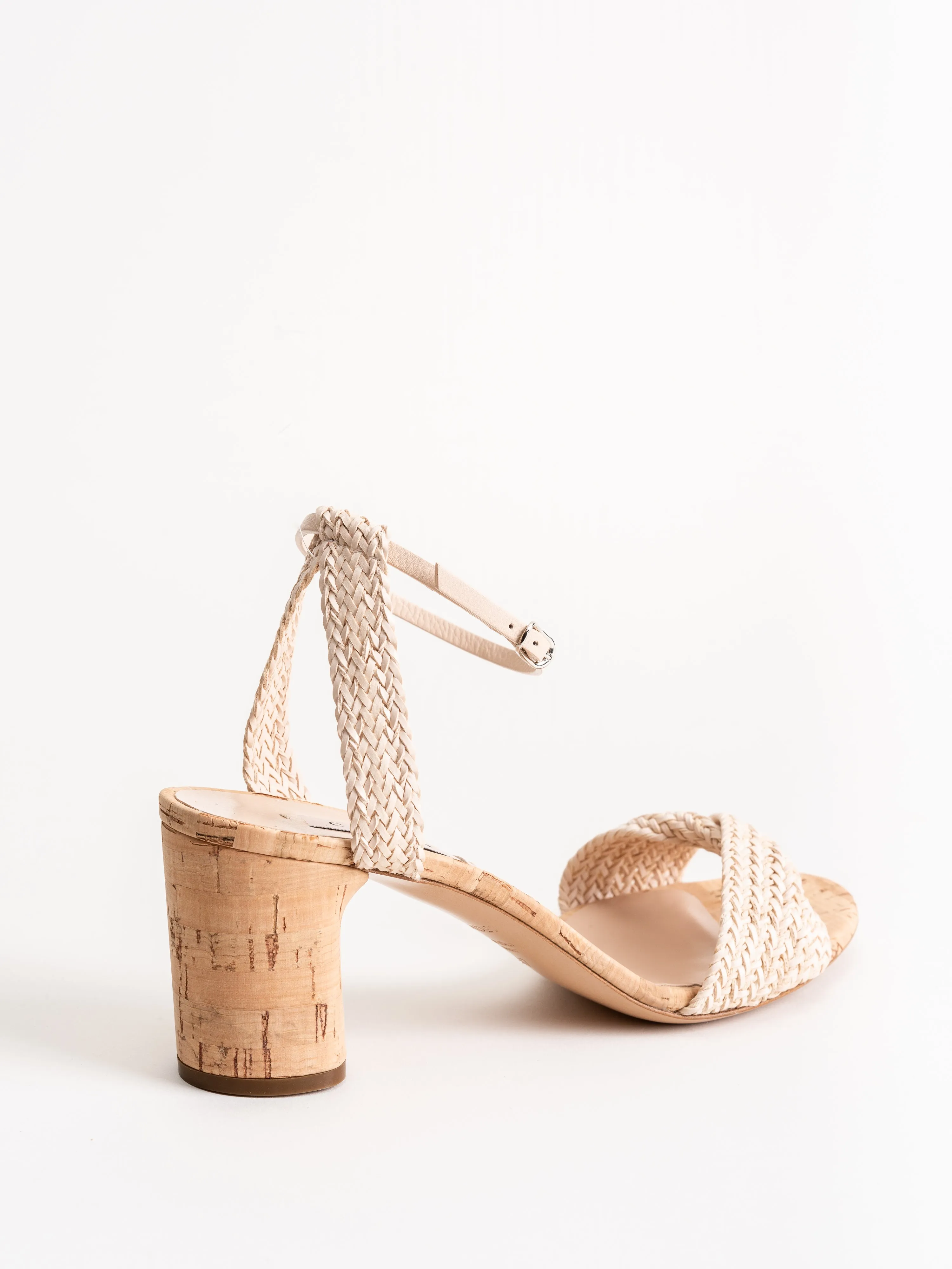 riviera heel - rose woven ecru
