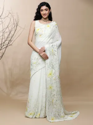 Roop Linen Yellow On White Saree