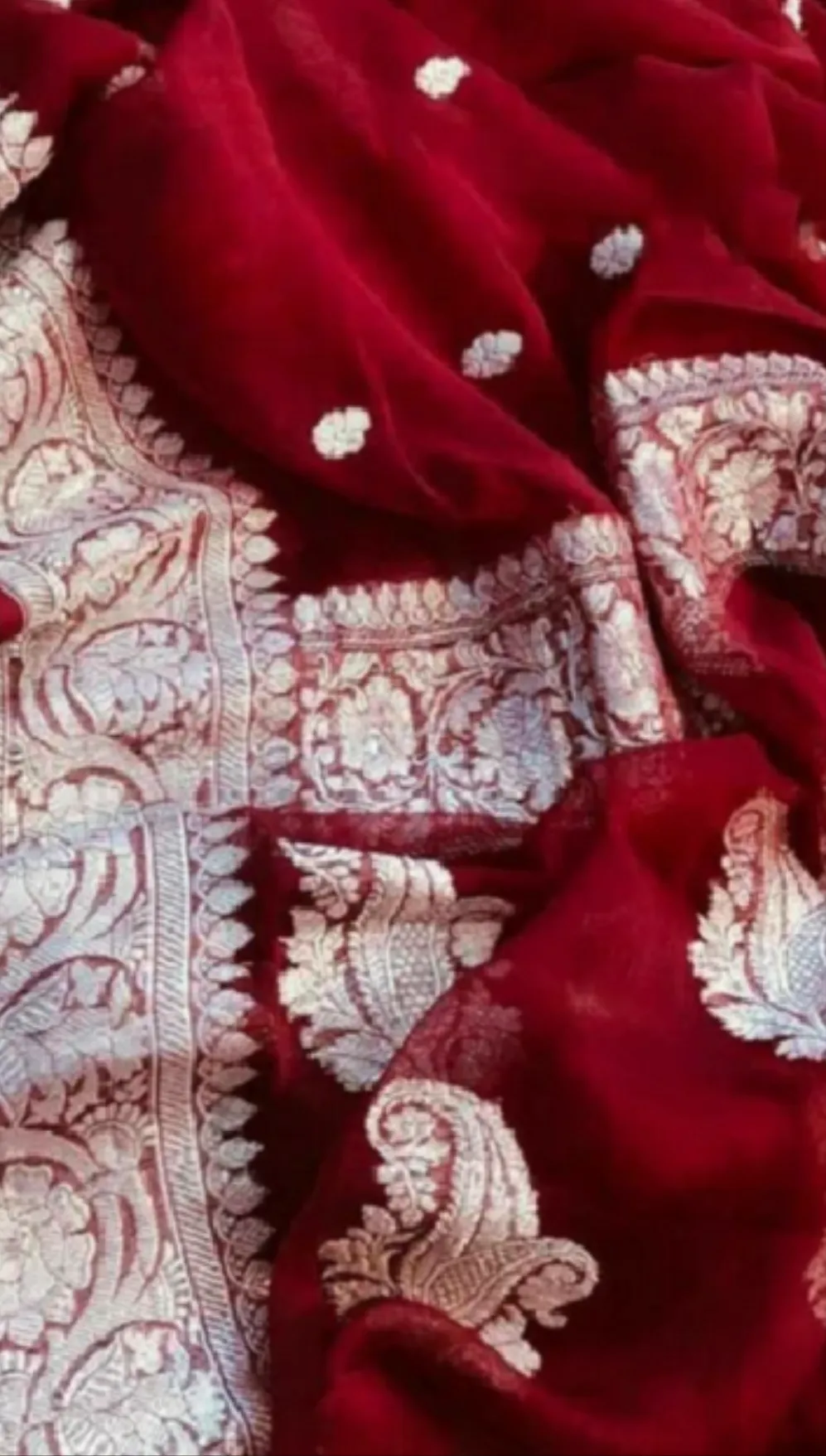Royal Maroon Banarasi Khaddi Jaal Georgette Saree