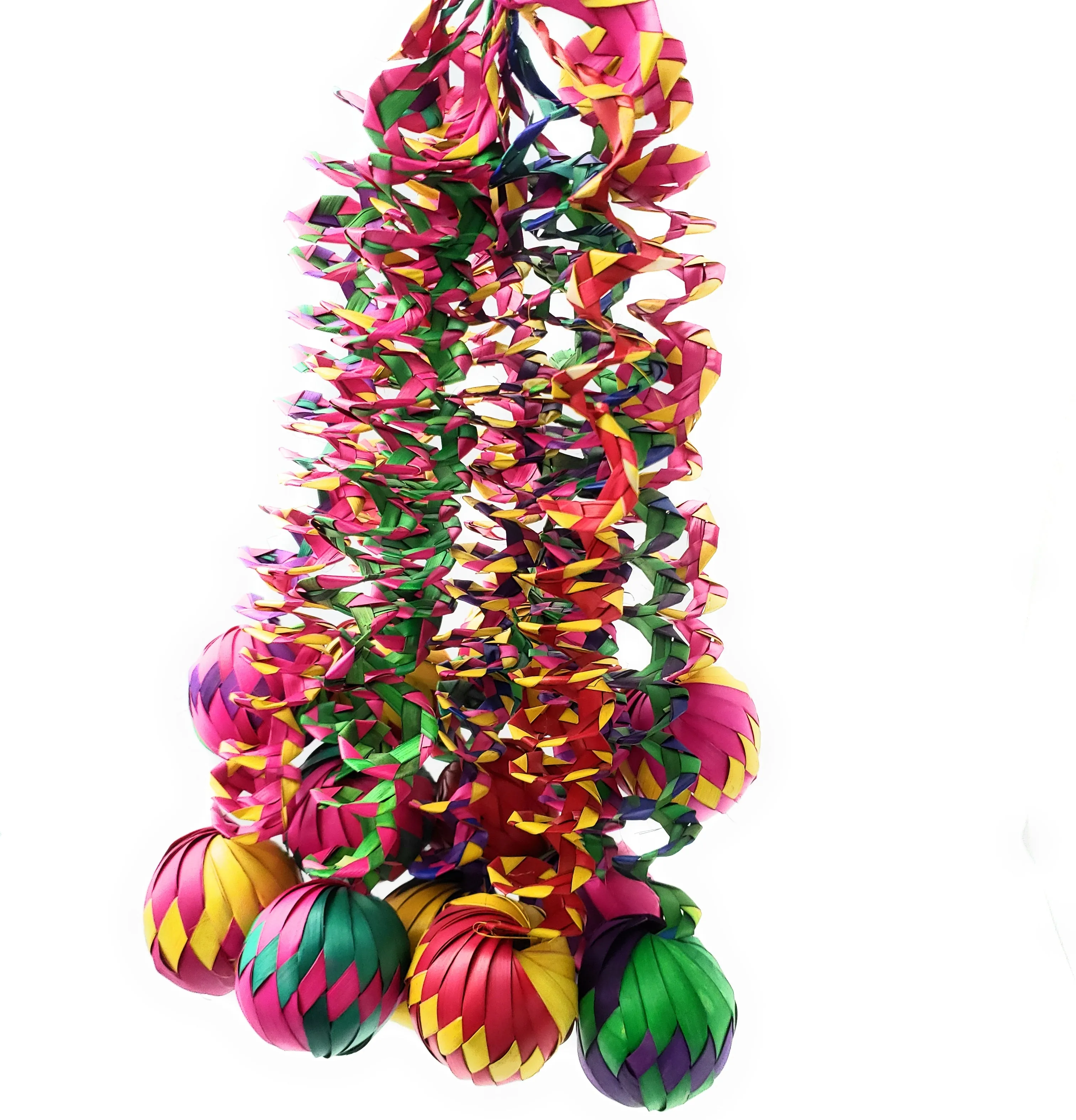 Set of 6 Mexican Palm Leaf Handmade Woven Spheres Christmas Ornaments