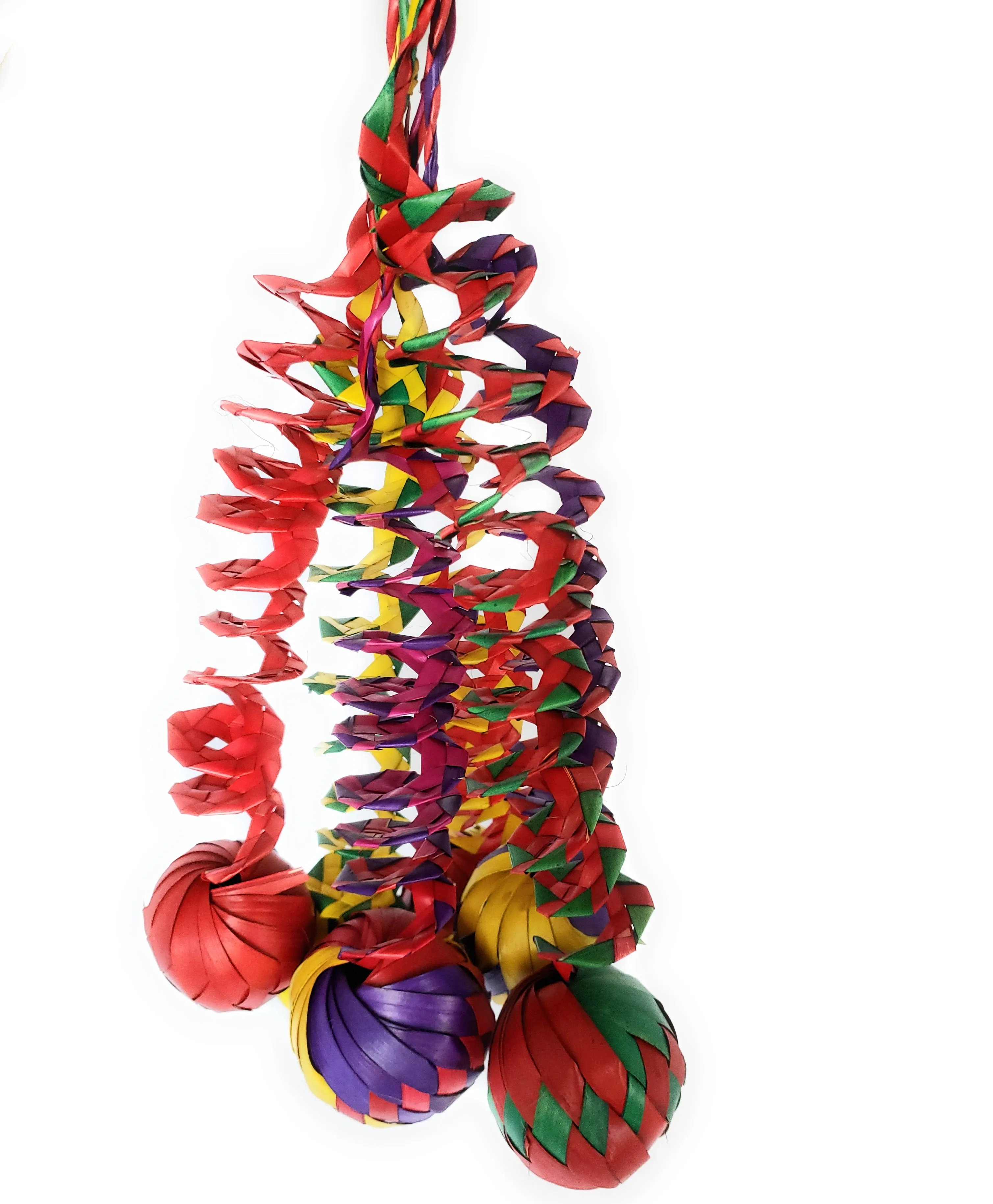 Set of 6 Mexican Palm Leaf Handmade Woven Spheres Christmas Ornaments