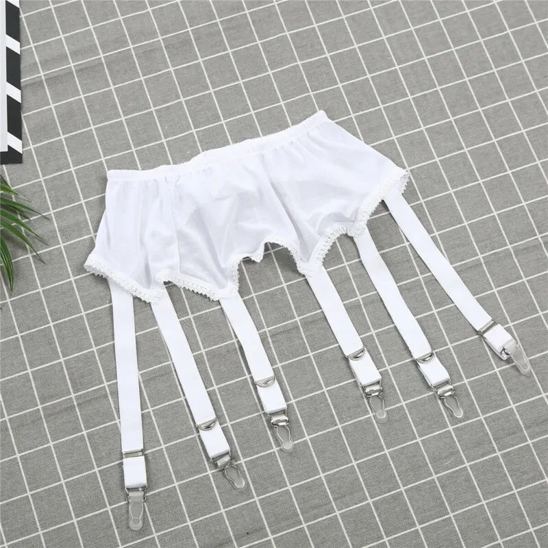 Sexy Mesh Garter Belt - 6 Metal Buckles Straps