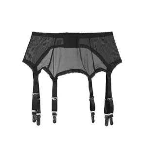 Sexy Mesh Garter Belt - 6 Metal Buckles Straps