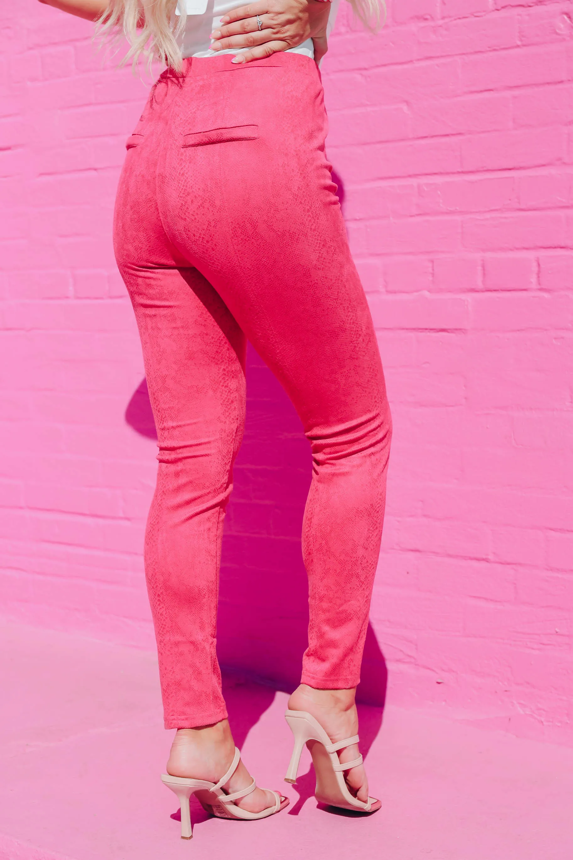 Shayk Faux Leather Snake Print Pants