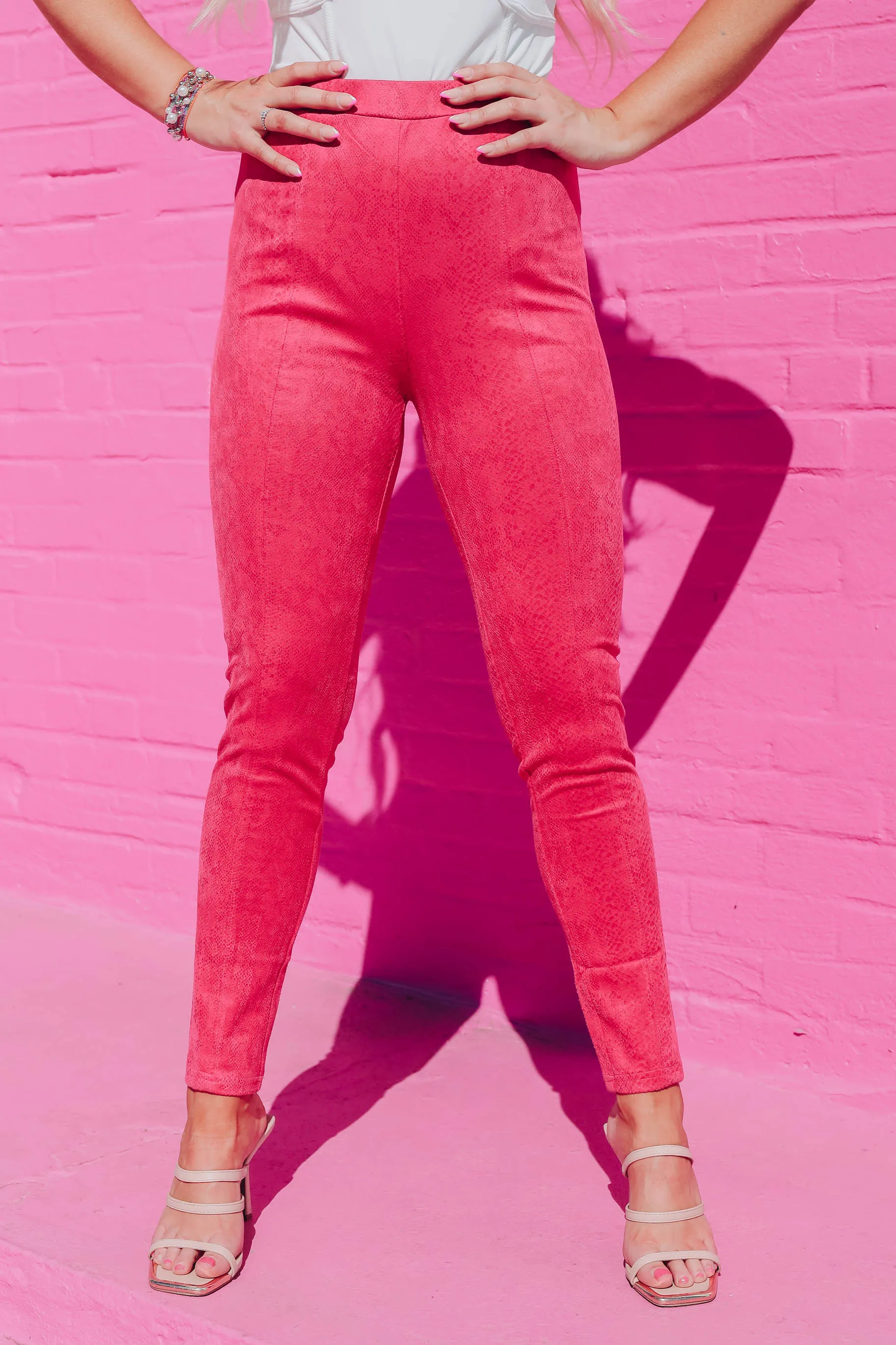 Shayk Faux Leather Snake Print Pants