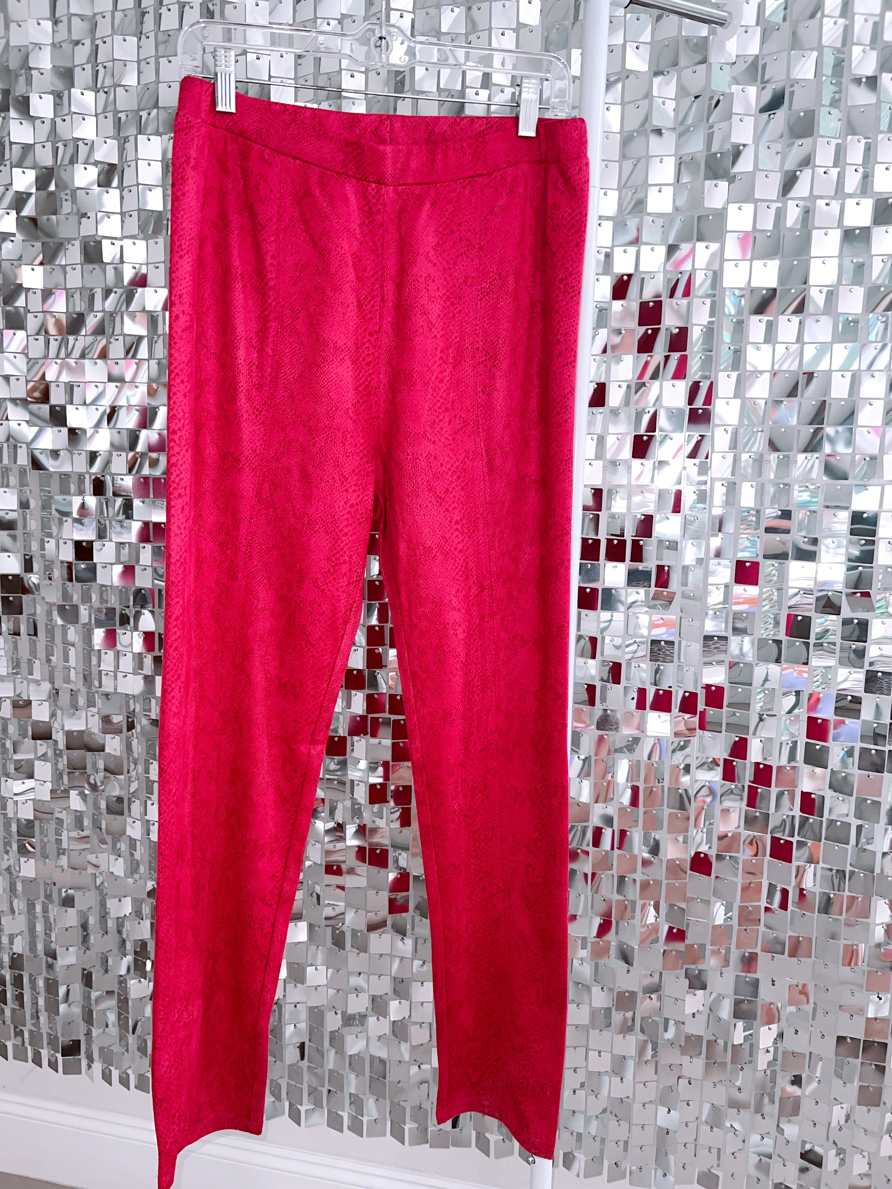 Shayk Faux Leather Snake Print Pants