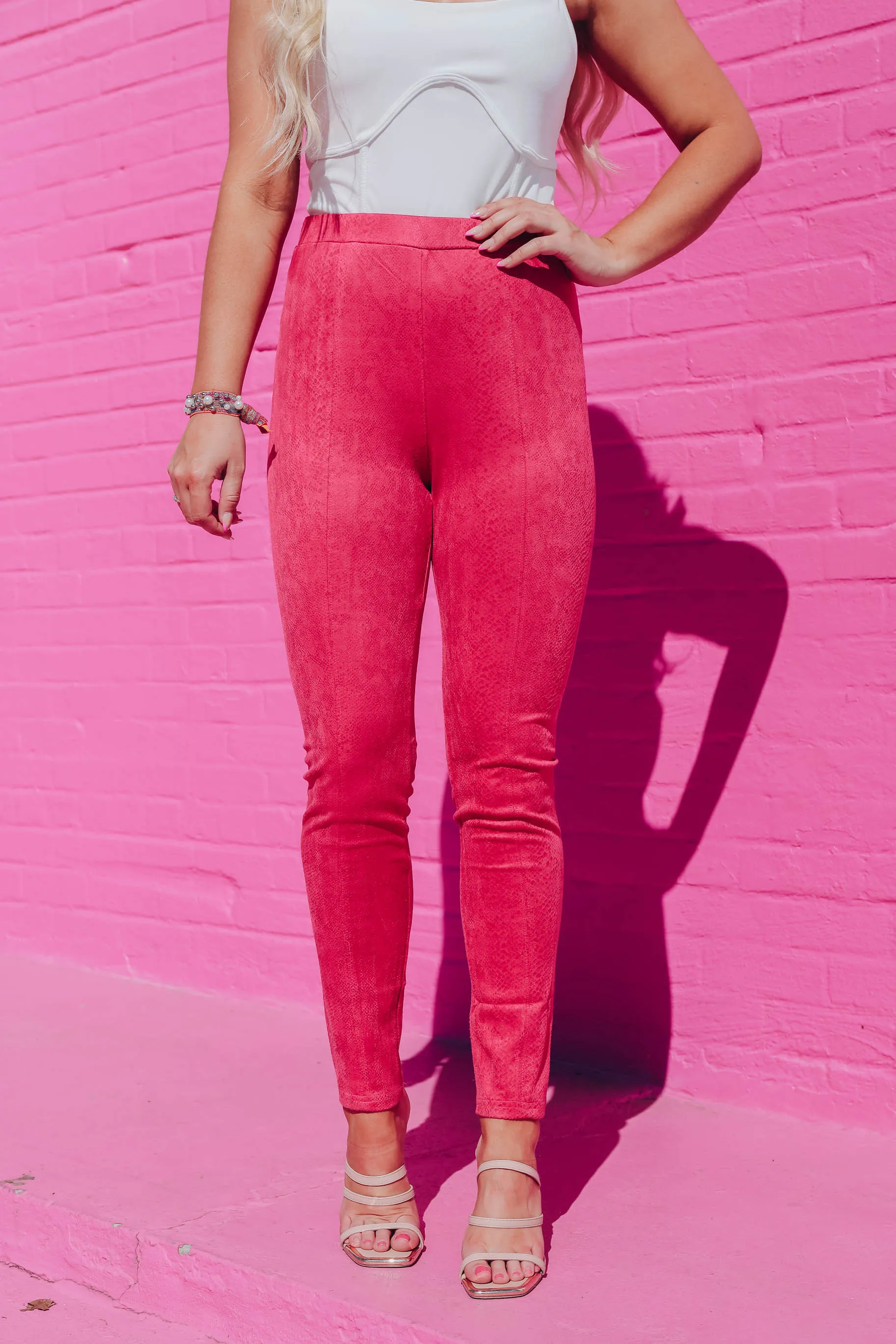 Shayk Faux Leather Snake Print Pants