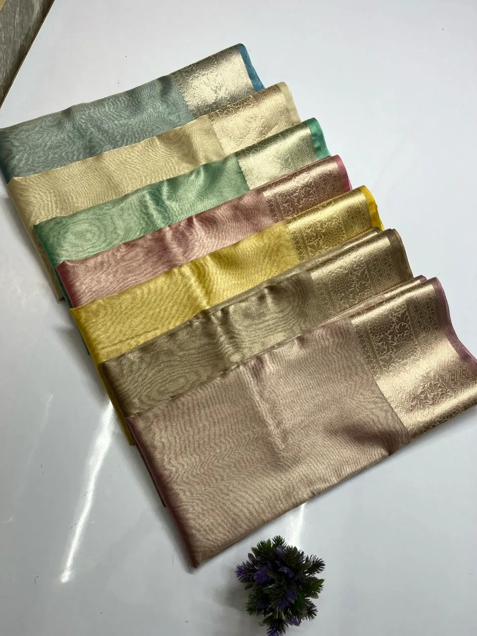 Shimmer Brown Banarasi Soft Tissue Saree