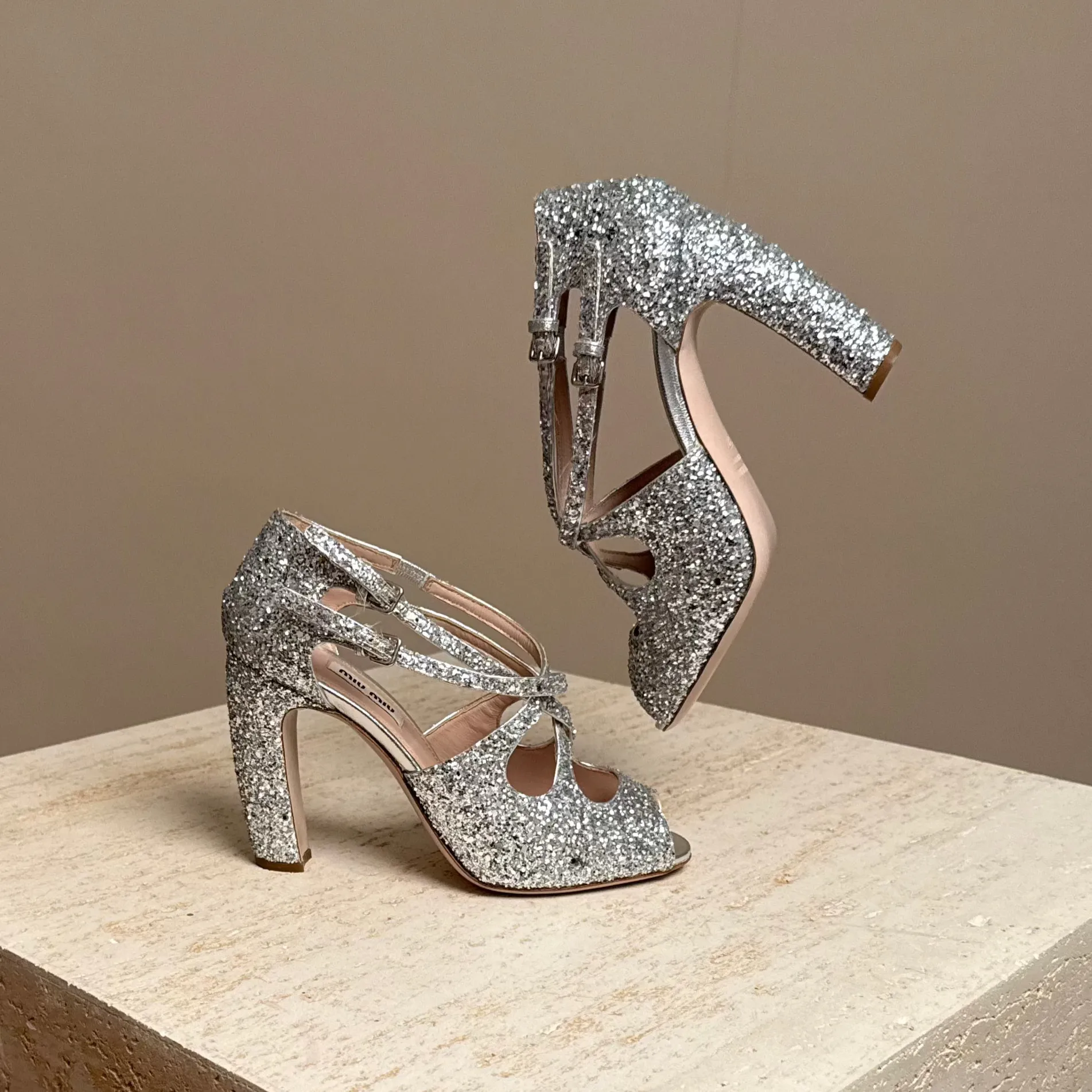 Silver Glitter Sandal