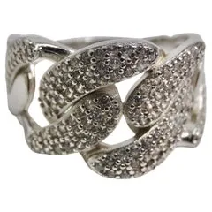 Silver Swarovski Crystal Chain Motif Ring