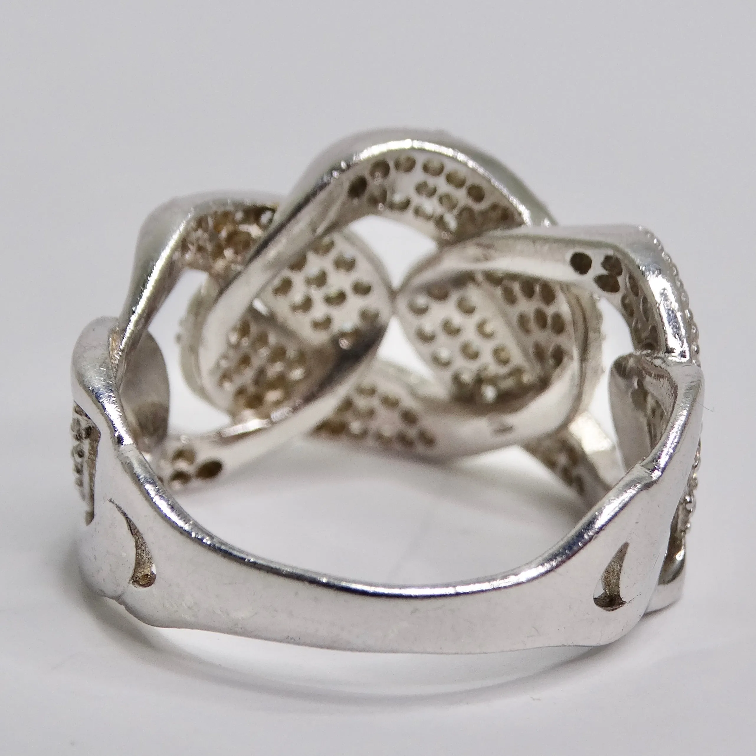 Silver Swarovski Crystal Chain Motif Ring