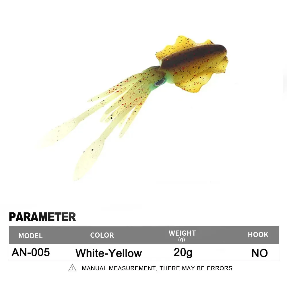 Soft Squid Fishing Trolling Lure 2g 7g 15g 20g 60g Luminous UV Squid Jig