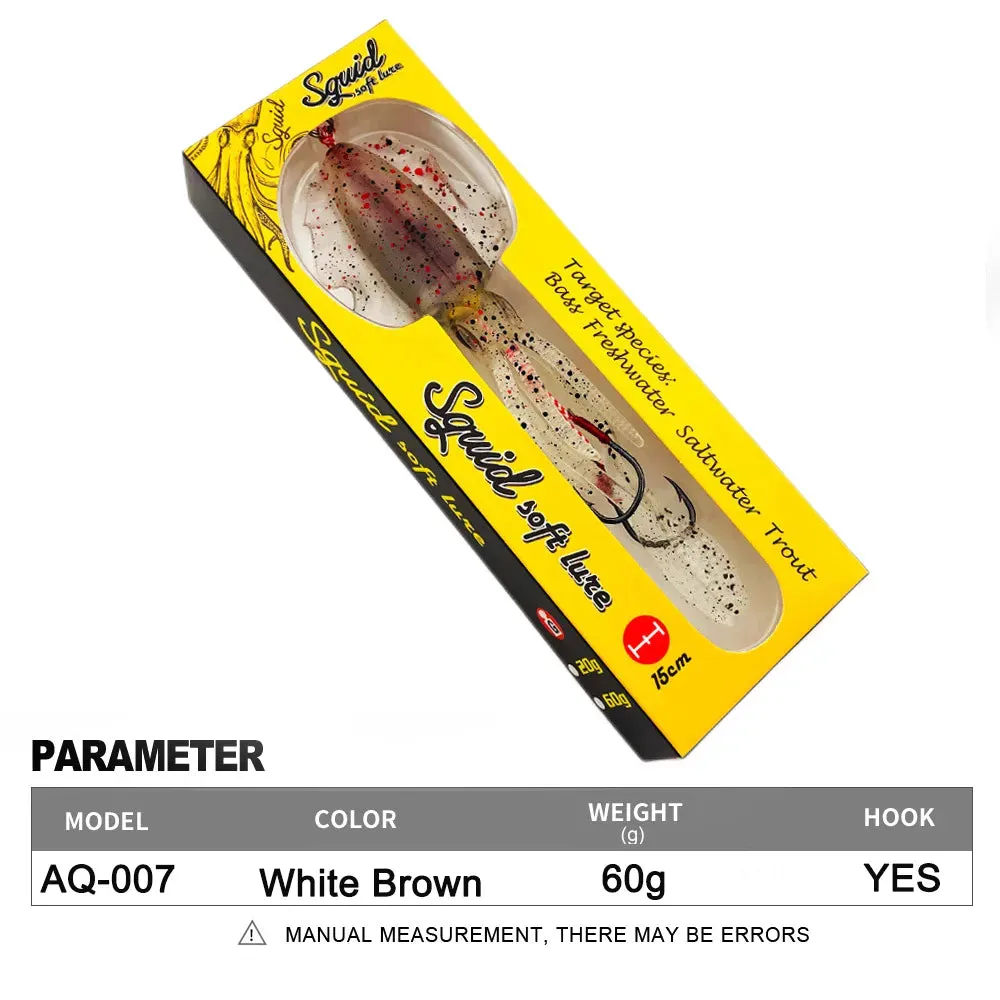 Soft Squid Fishing Trolling Lure 2g 7g 15g 20g 60g Luminous UV Squid Jig