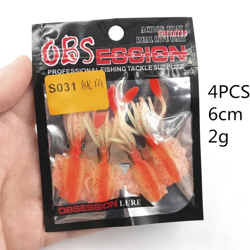 Soft Squid Fishing Trolling Lure 2g 7g 15g 20g 60g Luminous UV Squid Jig