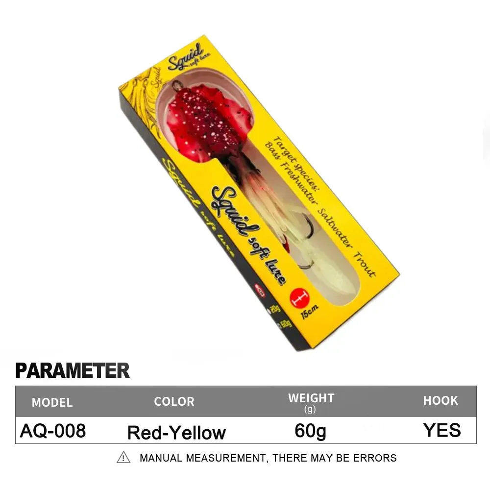 Soft Squid Fishing Trolling Lure 2g 7g 15g 20g 60g Luminous UV Squid Jig