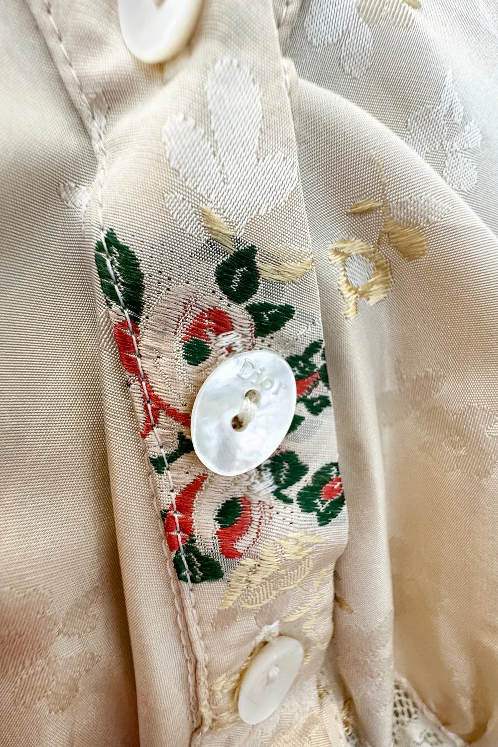 Spring 2006 Christian Dior by John Galliano Ivory Silk Top & Skirt Set w Flowers