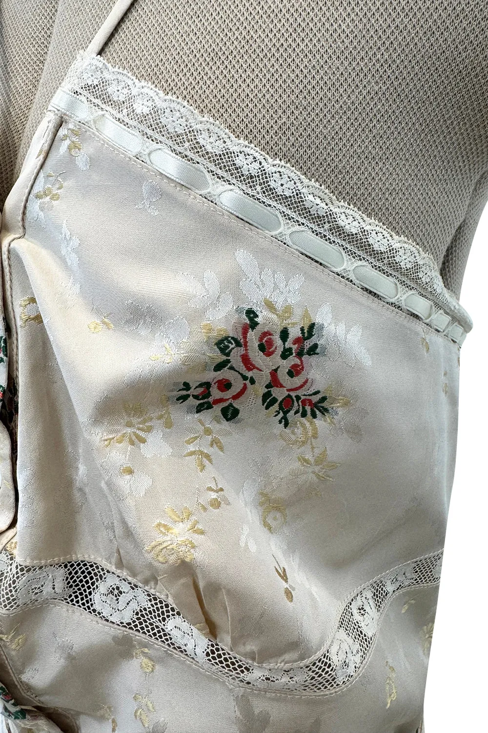 Spring 2006 Christian Dior by John Galliano Ivory Silk Top & Skirt Set w Flowers