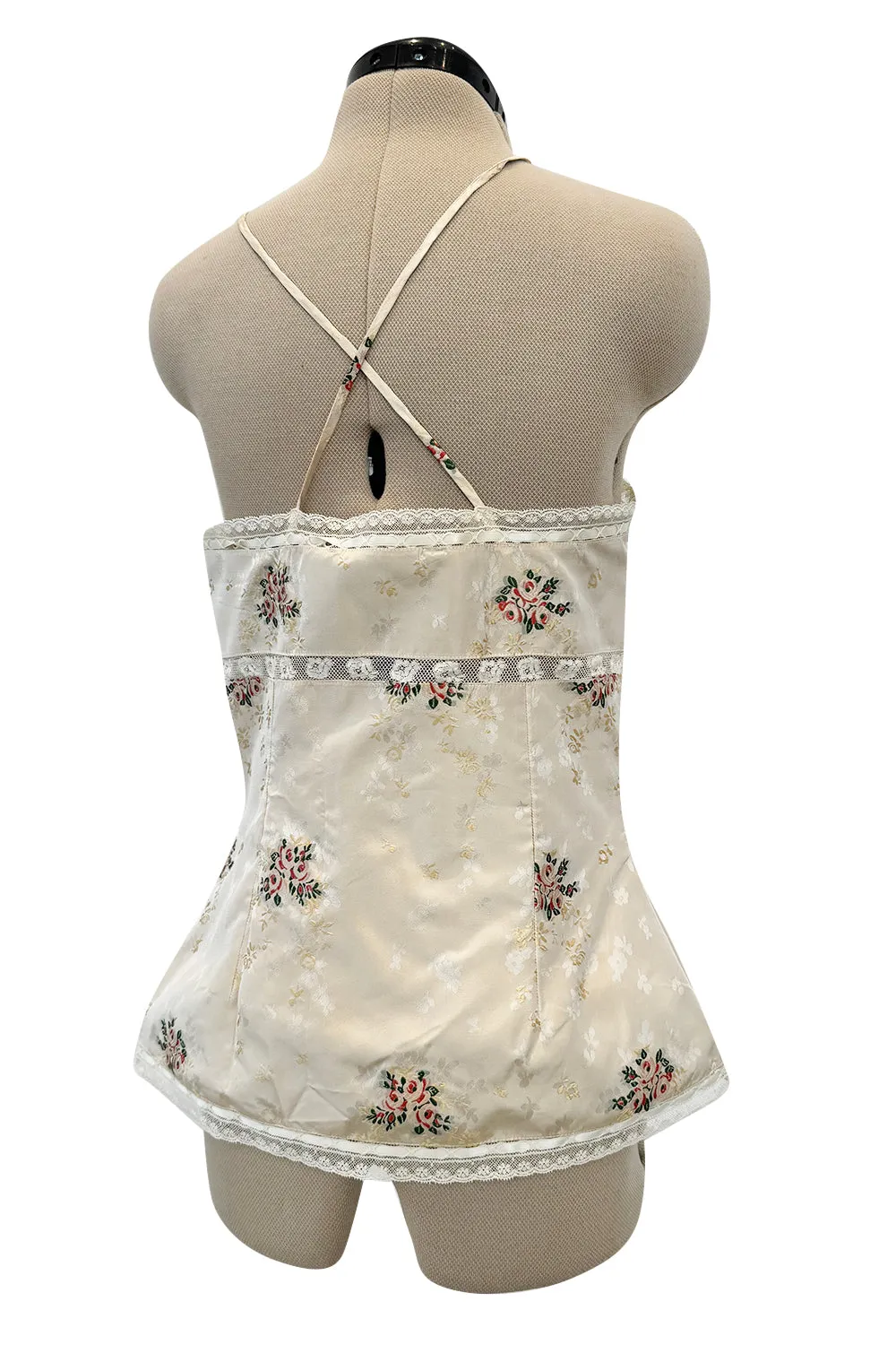 Spring 2006 Christian Dior by John Galliano Ivory Silk Top & Skirt Set w Flowers