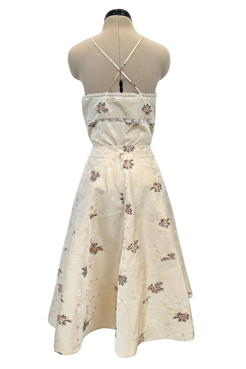 Spring 2006 Christian Dior by John Galliano Ivory Silk Top & Skirt Set w Flowers